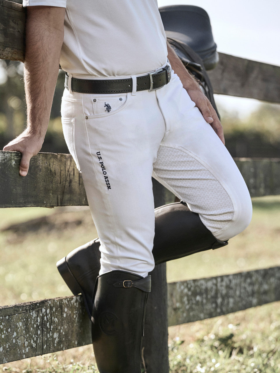 Polo USPA Pro blanco para hombre