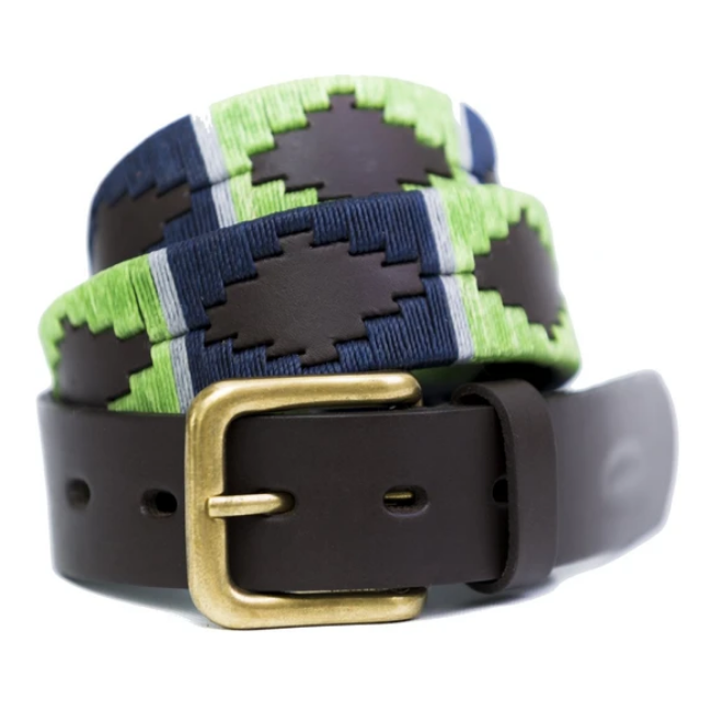 Cinturón argentino (raya lima/azul marino/gris)