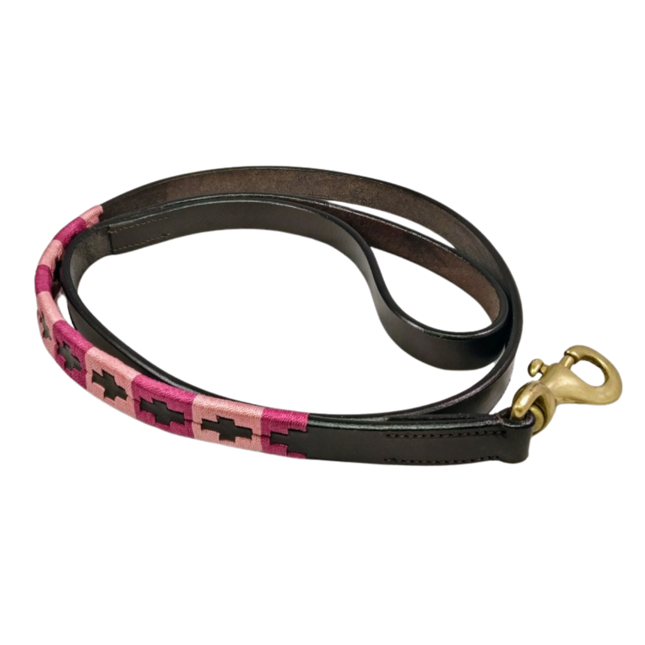 Correa para perros de cuero marrón color cereza y oro rosa