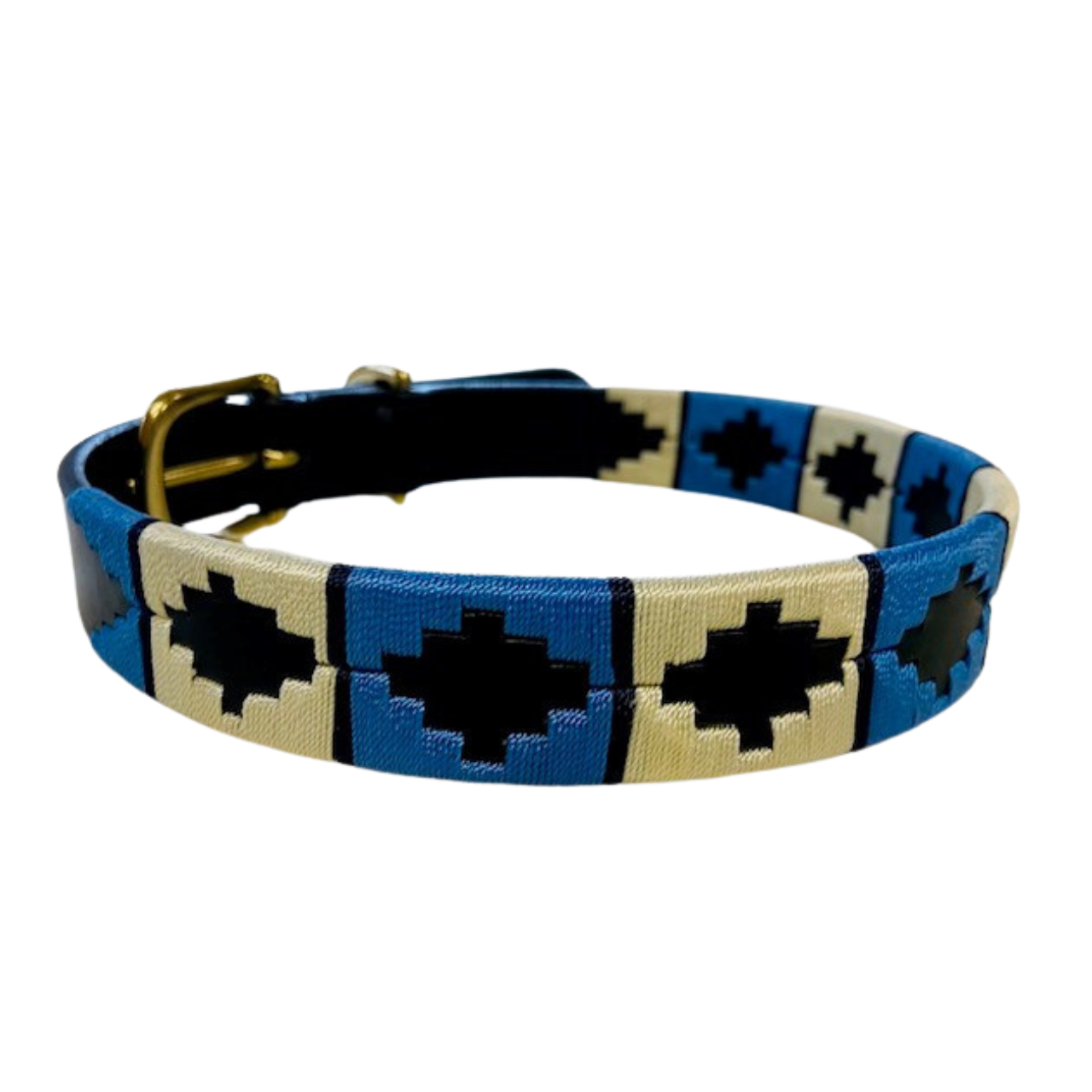 Collar para perro - Rayas azul real/crema/negras