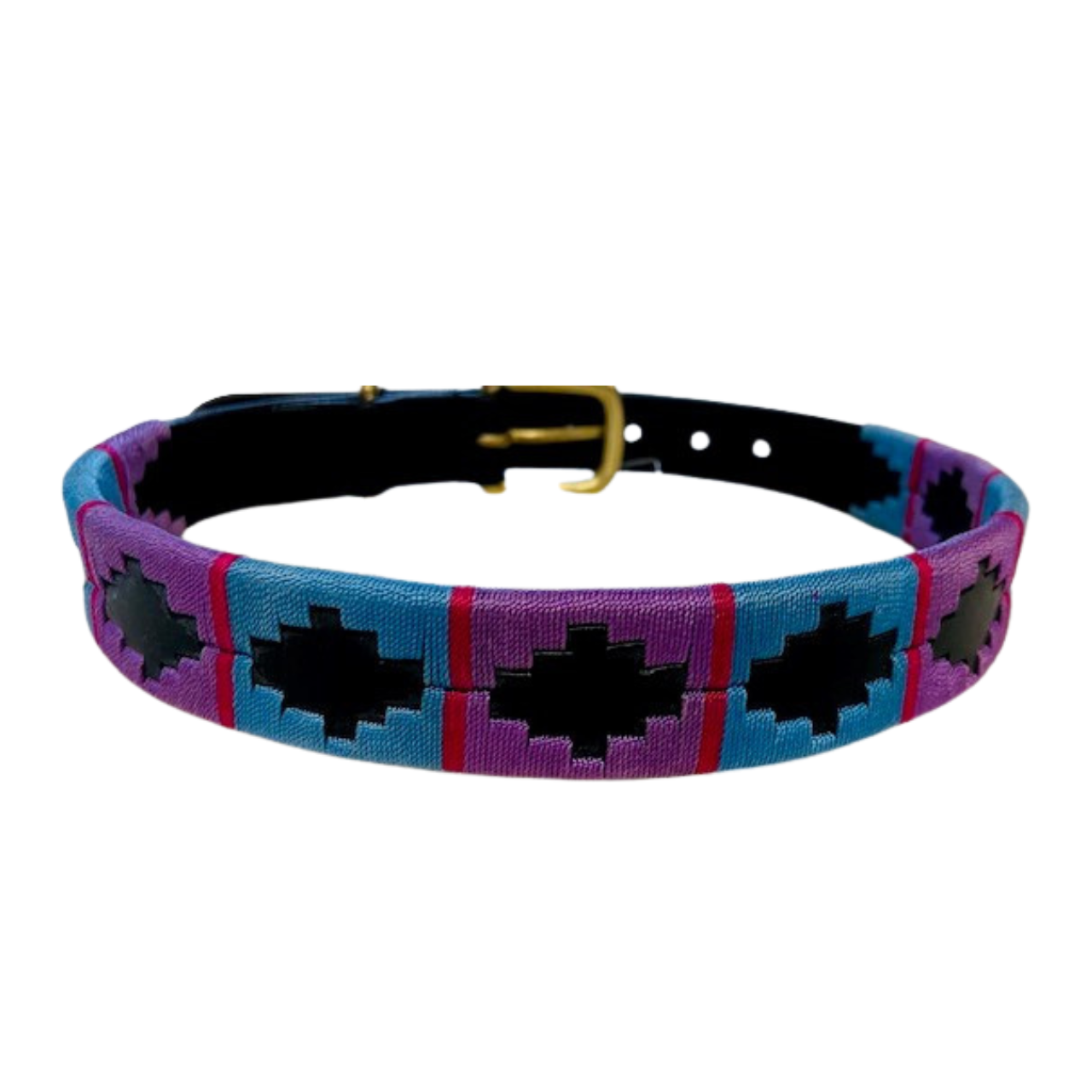 Collar para perro con rayas turquesas, moradas y rosadas