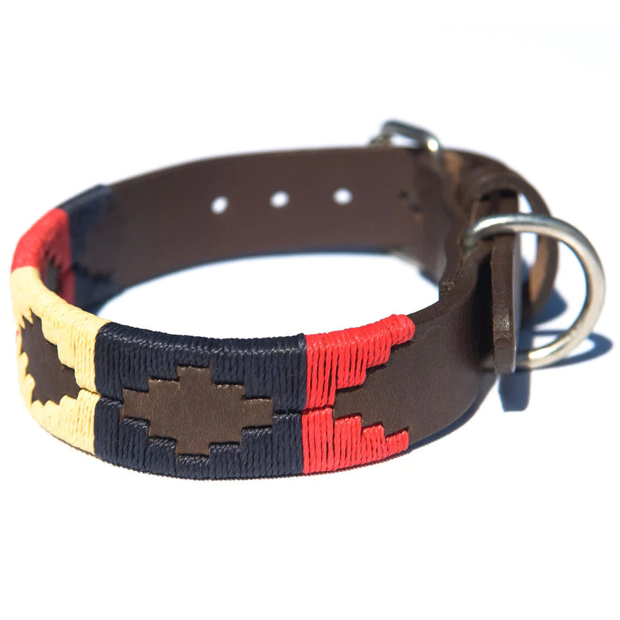 Collar para perro - Azul marino/rojo y crema