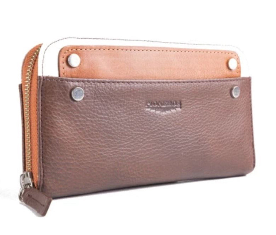 Pioneros Leather Purse - Brown & Tan