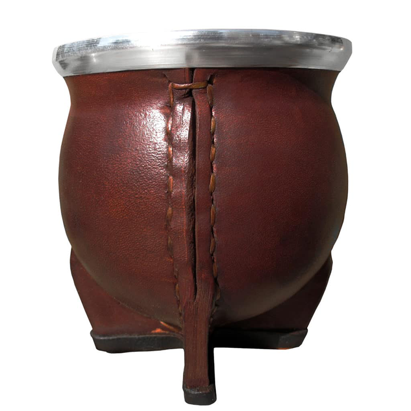 Leather Bound Ceramic Mate Gourd