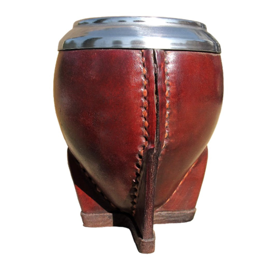 Leather Mate Gourd with Metal Rim